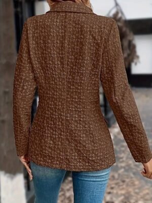 Stylish Regular Fit Solid Colour Long Sleeve Winter Blazer - Image 6