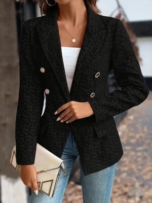 Stylish Regular Fit Solid Colour Long Sleeve Winter Blazer - Image 7