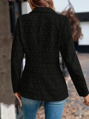 Stylish Regular Fit Solid Colour Long Sleeve Winter Blazer - Image 8