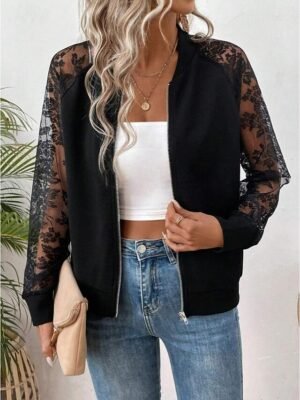 Stylish Regular Fit Solid Full Zip Long Sleeve Jacket - Image 2