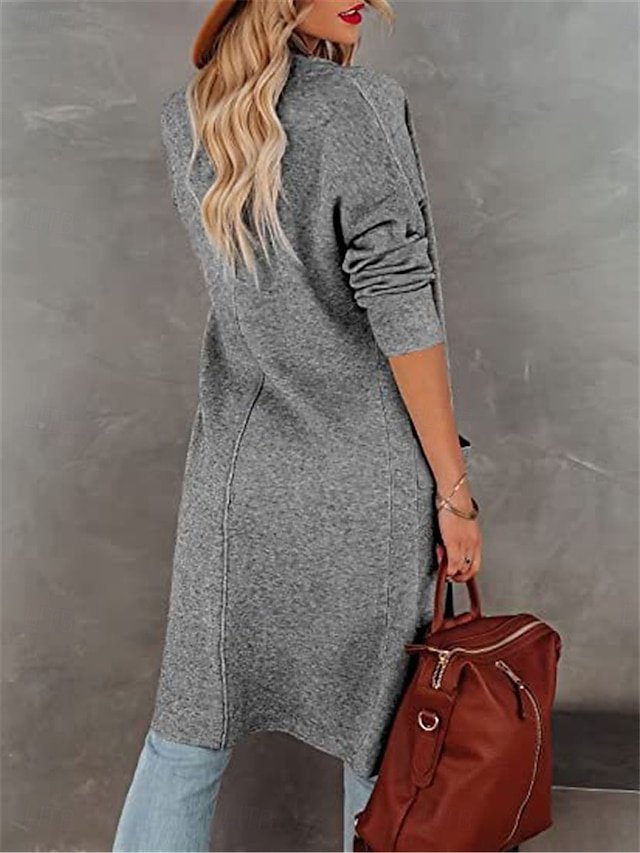 Stylish Regular Fit Solid Long Sleeve Winter Coat - Image 2