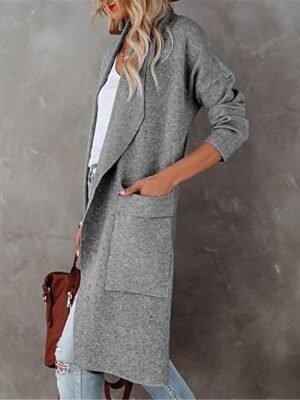 Stylish Regular Fit Solid Long Sleeve Winter Coat - Image 3