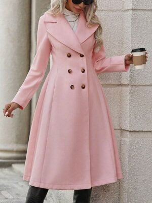 Stylish Regular Fit Solid Long Sleeve Winter Coat - Image 5