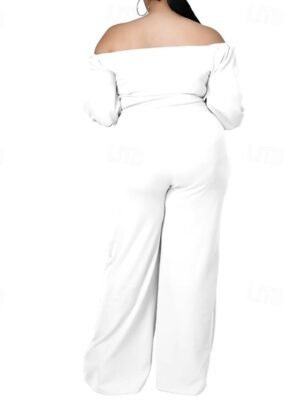 Stylish Regular Fit Solid Off Shoulder Half Sleeve Summer Jumpsuit - Image 13