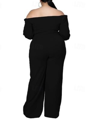 Stylish Regular Fit Solid Off Shoulder Half Sleeve Summer Jumpsuit - Image 9