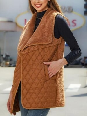 Stylish Regular Fit Solid Sleeveless Winter Coat - Image 2