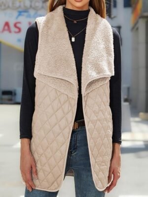 Stylish Regular Fit Solid Sleeveless Winter Coat - Image 6