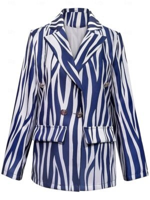 Stylish Regular Fit Stripe Long Sleeve Blazer - Image 5