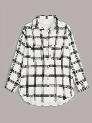 Stylish Regular Fit Striped Plaid Long Sleeve Jacket - Image 3