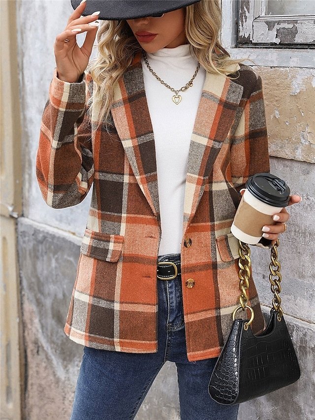 Stylish Regular Fit Stripes and Plaid Long Sleeve Regular Jacket - Image 1