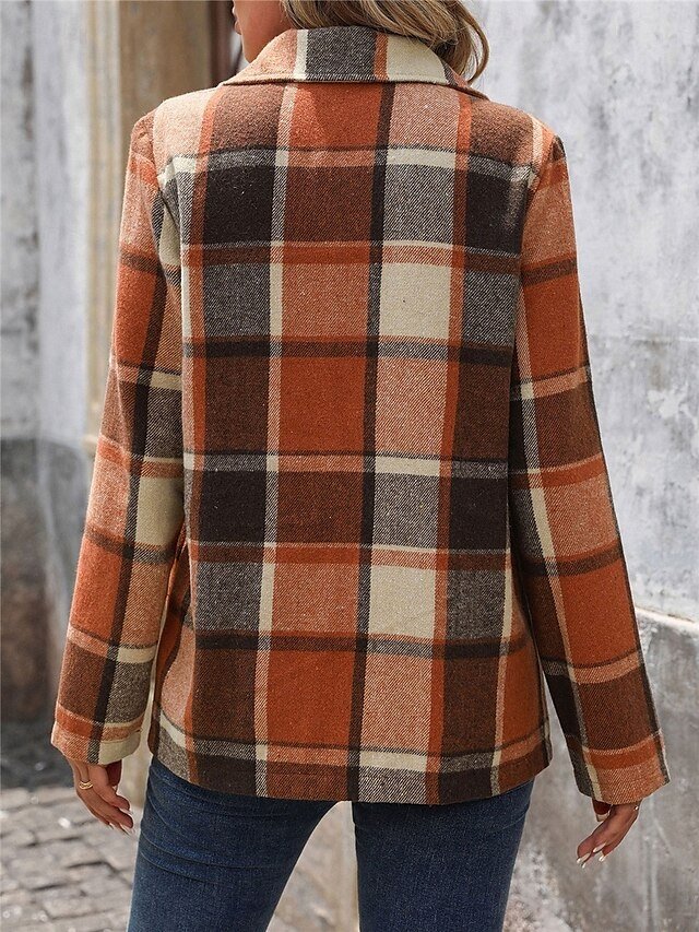 Stylish Regular Fit Stripes and Plaid Long Sleeve Regular Jacket - Image 2