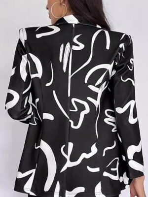 Stylish Regular Geometric Casual Long Sleeve Blazer - Image 2