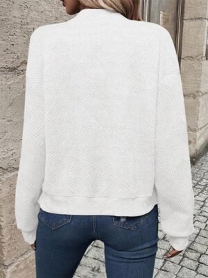 Stylish Regular Plain Full Zip Long Sleeve Jacket - Image 2