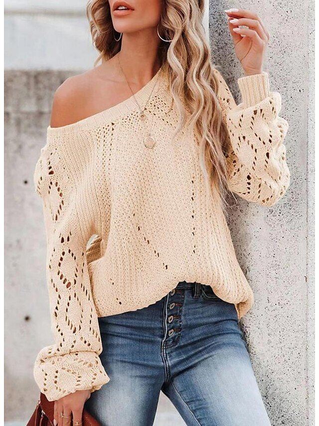 Stylish Regular Solid One Shoulder Half Sleeve Knit Top - Image 2