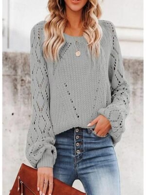 Stylish Regular Solid One Shoulder Half Sleeve Knit Top - Image 6