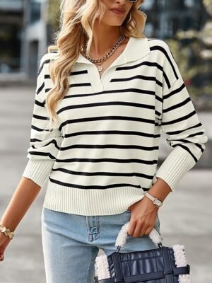 Stylish Regular Solid Shirt Collar Long Sleeve Pullover Jumper - Image 7