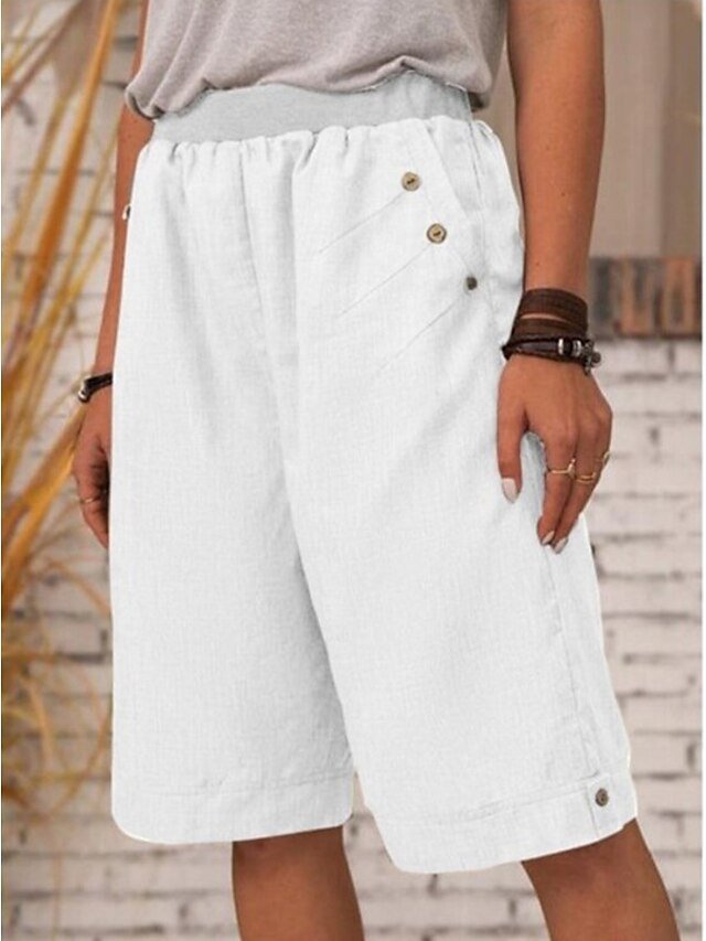 Summer Loose Plain Mid Waist Shorts - Image 2