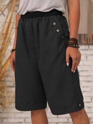 Summer Loose Plain Mid Waist Shorts - Image 3