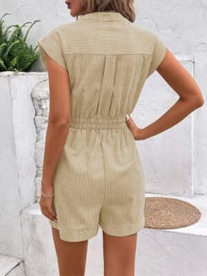 Summer Regular Fit Striped V Neck Sleeveless Romper - Image 15