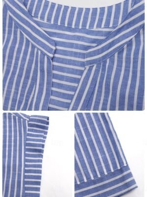 Summer Regular Fit Striped V Neck Sleeveless Romper - Image 3