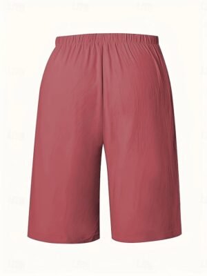 Vacation Basic Plain High Waist Knee Length Chinos - Image 31
