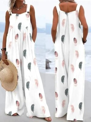 Vacation Loose Fit Floral Sleeveless Wide Leg Set - Image 1