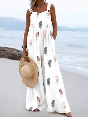 Vacation Loose Fit Floral Sleeveless Wide Leg Set - Image 2