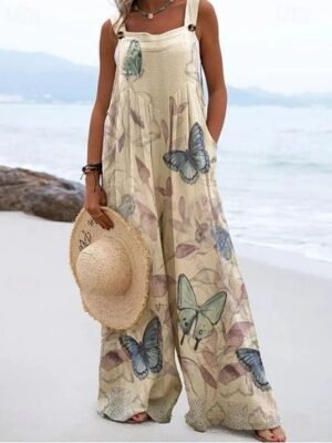 Vacation Loose Fit Floral Sleeveless Wide Leg Set - Image 3