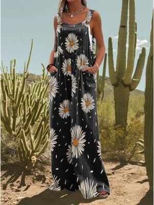 Vacation Loose Fit Floral Sleeveless Wide Leg Set - Image 6