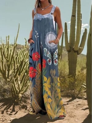 Vacation Loose Fit Floral Sleeveless Wide Leg Set - Image 7
