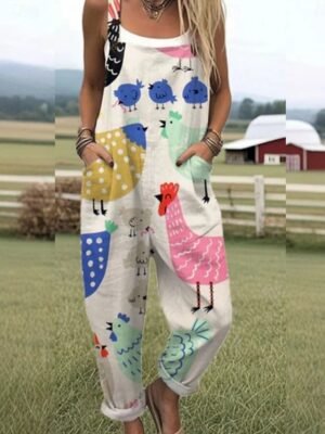 Vacation Loose Fit Graphic Sleeveless Button Short Romper - Image 11