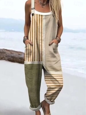 Vacation Loose Fit Graphic Sleeveless Straight Dungarees - Image 9