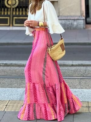 Vacation Loose Graphic Irregular Hem Maxi Skirt - Image 2