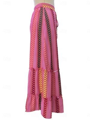 Vacation Loose Graphic Irregular Hem Maxi Skirt - Image 5