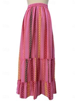 Vacation Loose Graphic Irregular Hem Maxi Skirt - Image 6