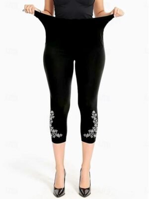 Vacation Regular Fit Floral Mid Waist Capri Leggings - Image 21