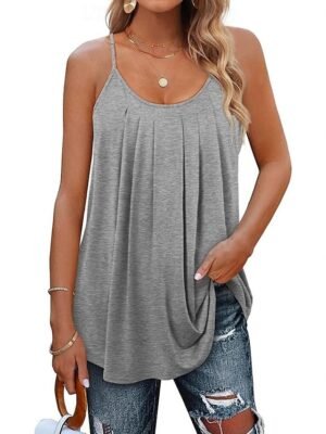 Vacation Regular Plain Round Neck Sleeveless Camisole Tank Top - Image 7