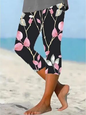 Vacation Slim Fit 3D Print High Waist Calf-Length Leggings - Image 3