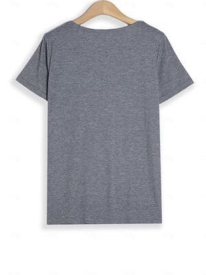 Valentine Regular Heart Print V Neck Short Sleeve T Shirt - Image 15