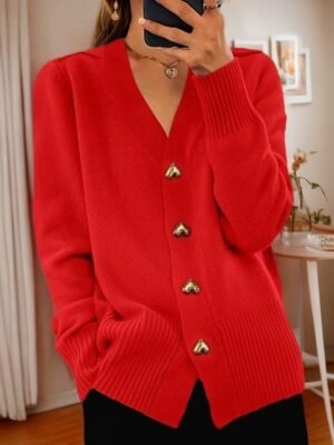 Valentine V Neck Long Sleeve Knit Cardigan - Image 11