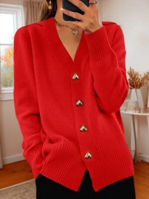 Valentine V Neck Long Sleeve Knit Cardigan - Image 12