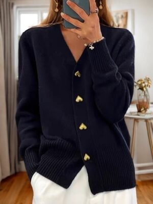 Valentine V Neck Long Sleeve Knit Cardigan - Image 13