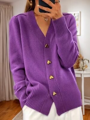 Valentine V Neck Long Sleeve Knit Cardigan - Image 5