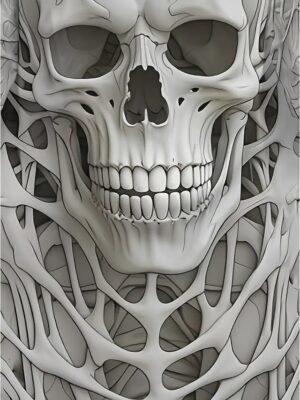 Vintage Artistic Regular Fit Skull Collarless Long Sleeve Coat - Image 3