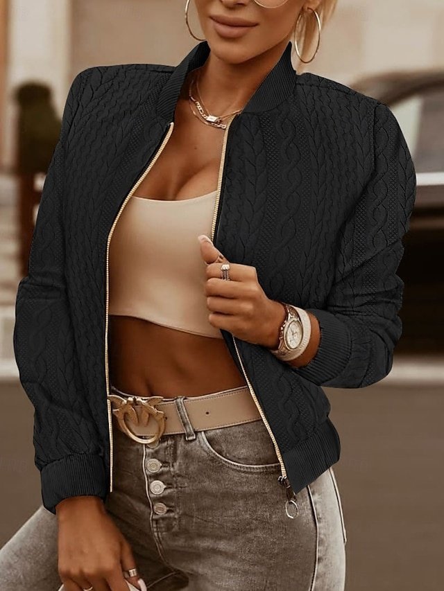 Vintage Casual Long Sleeve Zipper Jacket - Image 1