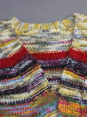 Vintage Casual Open Front Rainbow Long Sleeve Cardigan - Image 3