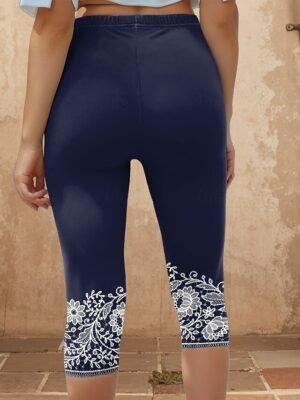 Vintage High Waist 3D Print High Elasticity Calf-Length Leggings - Image 2