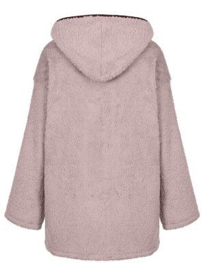 Vintage Loose Solid Zip Up Long Sleeve Fleece Hoodie - Image 8