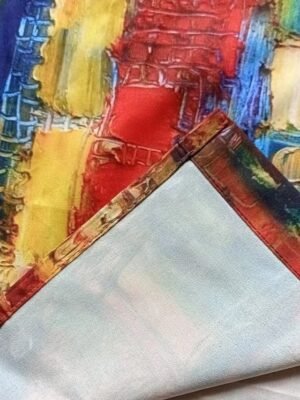 Vintage Plus Size Graphic Standing Collar Long Sleeve Long Blouse - Image 5