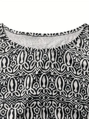 Vintage Regular Fit Ethnic Crew Neck Long Sleeve Maxi Dress - Image 5